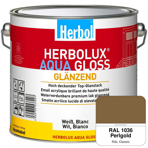 Herbolux Aqua Gloss (RAL 1036 Perlgold) Wasserverdünnbarer Top-Glanzlack (Innen)