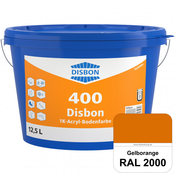 Disbon 400 1K-Acryl-Bodenfarbe (RAL 2000 Gelborange) Dispersionsbeschichtung für mineralische Bodenf