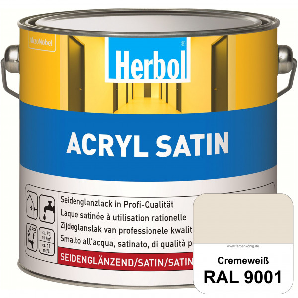 Acryl Satin (RAL 9001 Cremeweiß) wasserverdünnbarer seidenglänzender Lack (Innen & Außen)