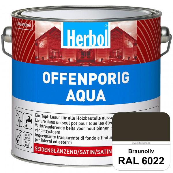 Offenporig Aqua (RAL 6022 Braunoliv) Wasserverdünnbar & hochwertige Ein-Topf-Holzlasur - Feuchteschu