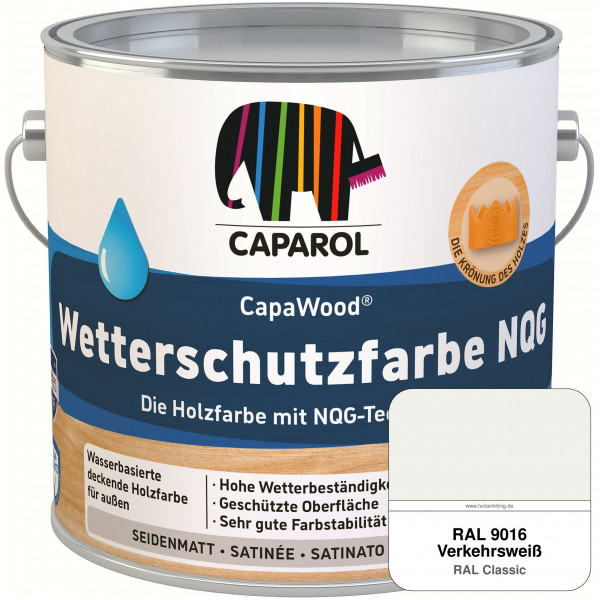 CapaWood® Wetterschutzfarbe NQG (RAL 9016 Verkehrsweiß) - ersetzt Capadur Wetterschutzfarbe NQG
