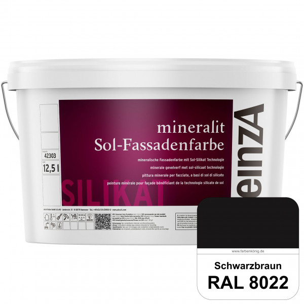 einzA mineralit Sol Fassadenfarbe (RAL 8022 Schwarzbraun) mineralische Fassadenfarbe mit Sol-Silikat