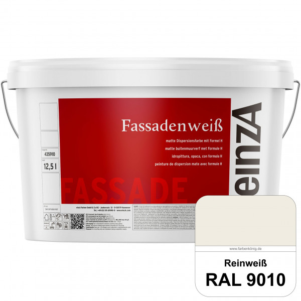 einzA Fassadenweiß (RAL 9010 Reinweiß) Sil-Fassadenfarbe gegen Schmutz & Vergrünung