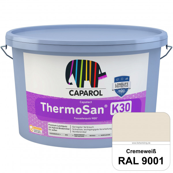 Capatect ThermoSan® Fassadenputz NQG® (K 30) (RAL 9001 Cremeweiß) Kratzputz-Struktur in Körnung 3 mm