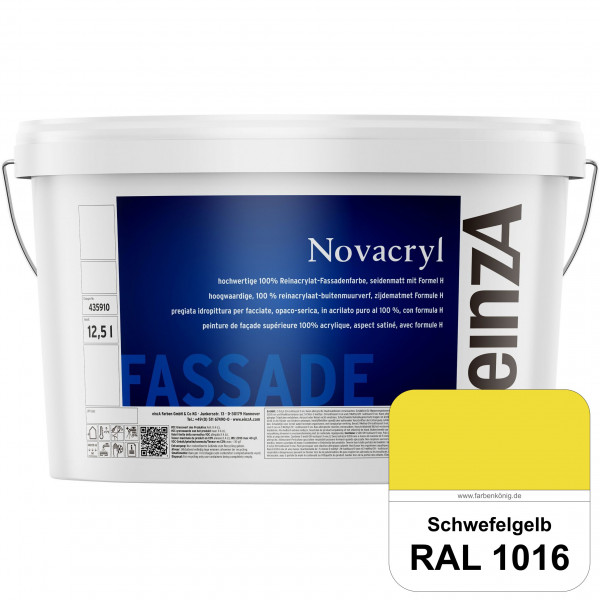 einzA Novacryl (RAL 1016 Schwefelgelb) Reinacrylat-Fassadenfarbe, seidenmatt