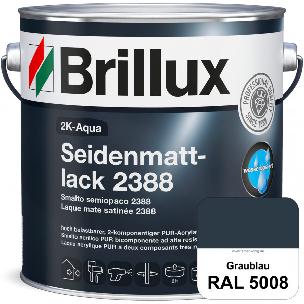 2K-Aqua Seidenmattlack 2388 (RAL 5008 Graublau) mechanisch und chemisch hoch belastbar für außen & i