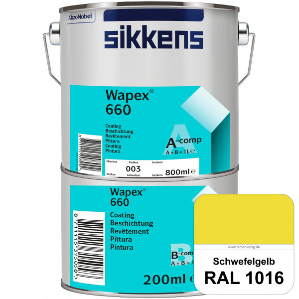Wapex 660 Set (RAL 1016 Schwefelgelb) seidenglänzende 2K-Epoxidharzlack für Böden & Wände (innen)