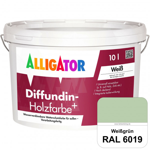 Diffundin-Holzfarbe+ (RAL 6019 Weißgrün)