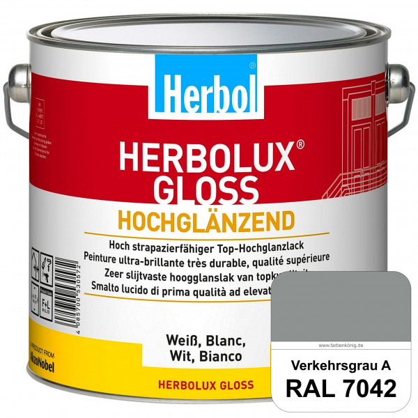 Herbolux Gloss (RAL 7042 Verkehrsgrau A) strapazierfähiger Top-Hochglanzlack (lösemittelhaltig) für