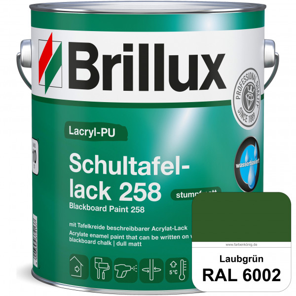 Lacryl-PU Schultafellack 258 (RAL 6002 Laubgrün) wasserbasierter und matter Schultafellack (innen)