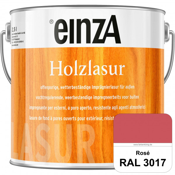 einzA Holzlasur (RAL 3017 Rosa) Offenporige Imprägnierlasur für Außen-Holzbauteile