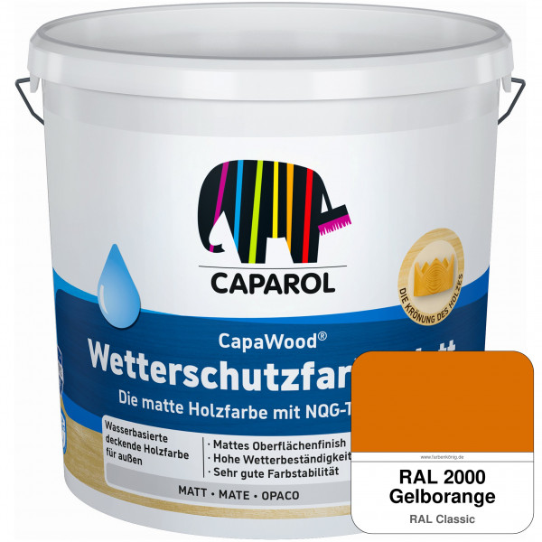CapaWood® Wetterschutzfarbe Matt (RAL 2000 Gelborange) - ersetzt Capadur Wetterschutzfarbe Matt