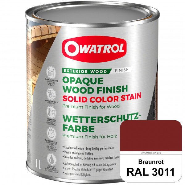 Solid Color Stain (RAL 3011 Braunrot) deckende und matte Wetterschutzfarbe außen