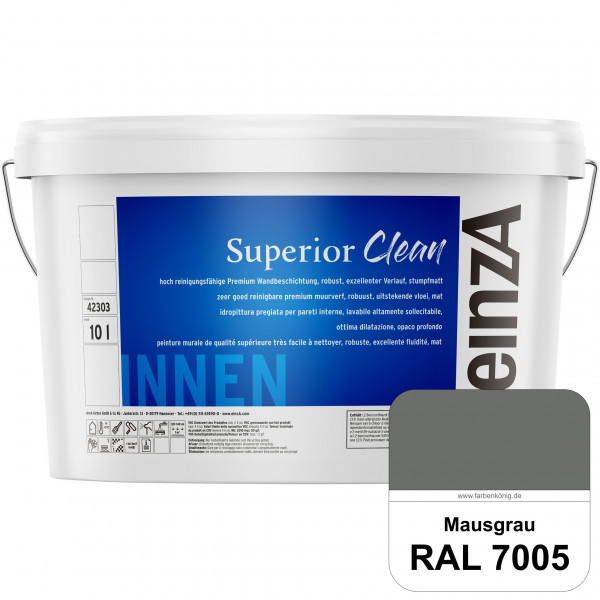 einzA Superior Clean (RAL 7005 Mausgrau) Hoch reinigungsfähige, stumpfmatte Premium-Wandbeschichtung