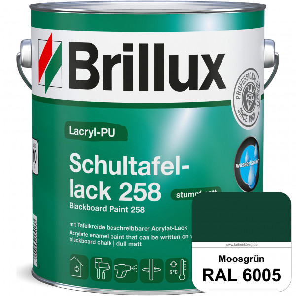 Lacryl-PU Schultafellack 258 (RAL 6005 Moosgrün) wasserbasierter und matter Schultafellack (innen)