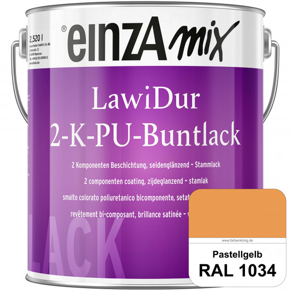 einzA LawiDur 2-K-PU-Buntlack - Seidenglanz (RAL 1034 Pastellgelb)