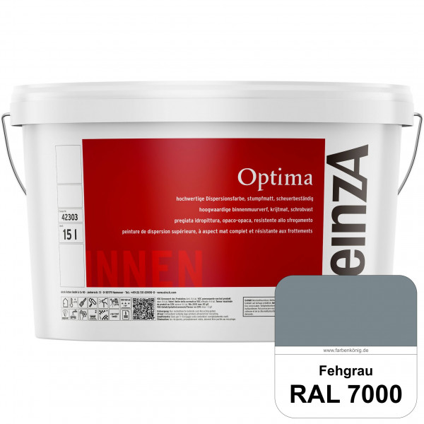 einzA Optima (RAL 7000 Fehgrau) Stumpfmatte Dispersionsfarbe für hochwertige Anstriche