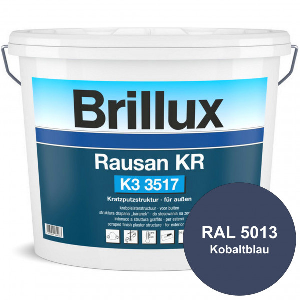 Rausan KR K3 3517 mit Protect (RAL 5013 Kobaltblau) Organisch gebundener Kratzputz für wetterbeständ