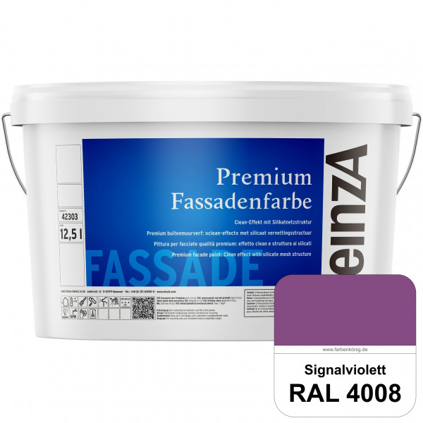 einzA Premium Fassadenfarbe (RAL 4008 Signalviolett) Hochwertige Fassadenfarbe mit Clean-Effekt