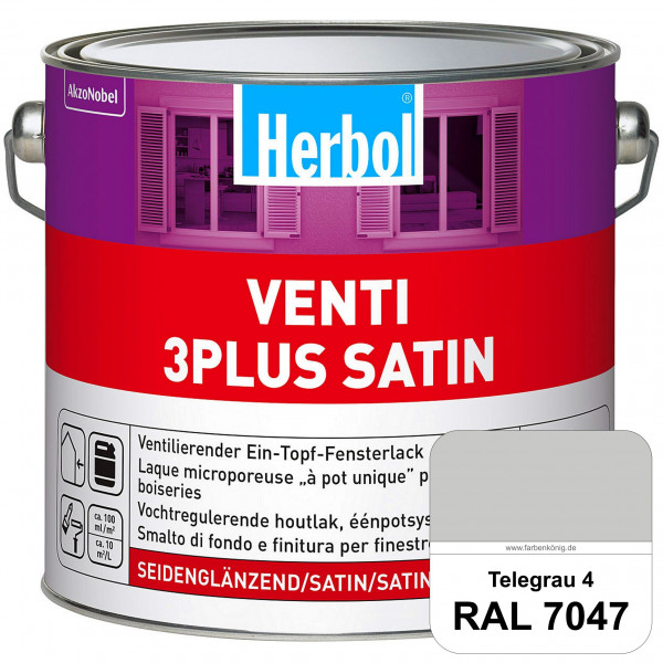 Venti 3Plus Satin (RAL 7047 Telegrau 4) feuchtigkeitregulierender & seidenglänzender Ein-Topf-Fenste