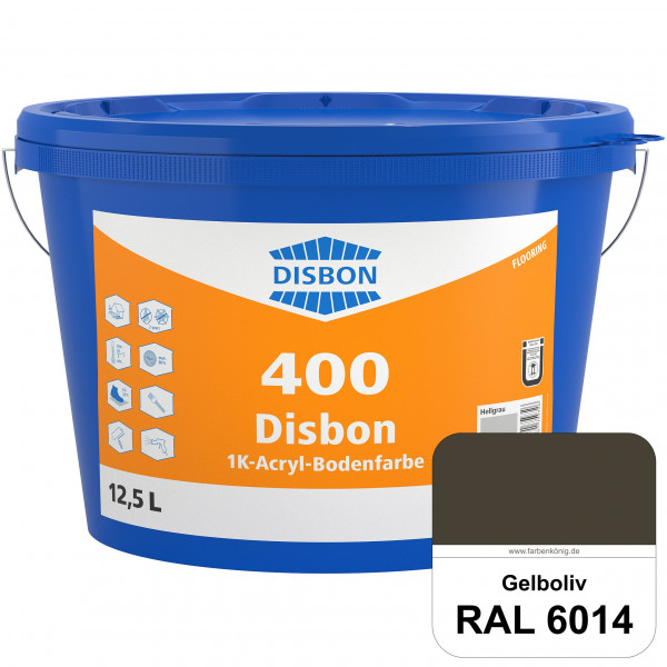 Disbon 400 1K-Acryl-Bodenfarbe (RAL 6014 Gelboliv) Dispersionsbeschichtung für mineralische Bodenflä