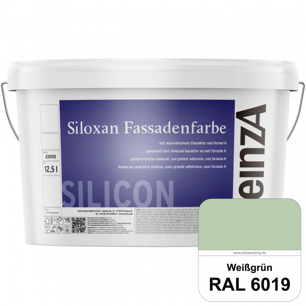 einzA Siloxan Fassadenfarbe (RAL 6019 Weißgrün) Siliconvergütete Fassadenfarbe