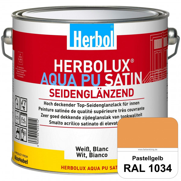 Herbolux Aqua PU Satin (RAL 1034 Pastellgelb) Wasserverdünnbarer Top-PU-Seidenglanzlack (Innen)