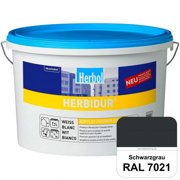 Herbidur (RAL 7021 Schwarzgrau) Reinacrylat-Fassadenfarbe mit Langzeitwetterschutz