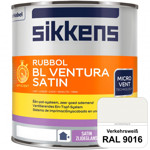Rubbol BL Ventura Satin (RAL 9016 Verkehrsweiß) Seidenglanzlack (wasserbasiert) Fenster außen