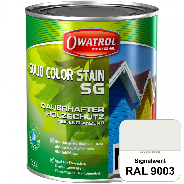 Solid Color Stain SG (RAL 9003 Signalweiß) deckende und seidenglänzende Wetterschutzfarbe außen