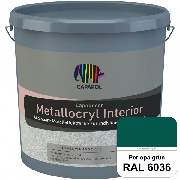 Capadecor Metallocryl Interior (RAL 6036 Perlopalgrün) Glänzende Dispersionsfarbe mit metallischer O