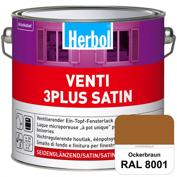 Venti 3Plus Satin (RAL 8001 Ockerbraun) feuchtigkeitregulierender & seidenglänzender Ein-Topf-Fenste