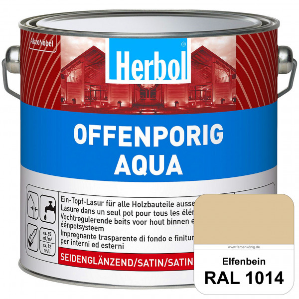 Offenporig Aqua (RAL 1014 Elfenbein) Wasserverdünnbar & hochwertige Ein-Topf-Holzlasur - Feuchteschu