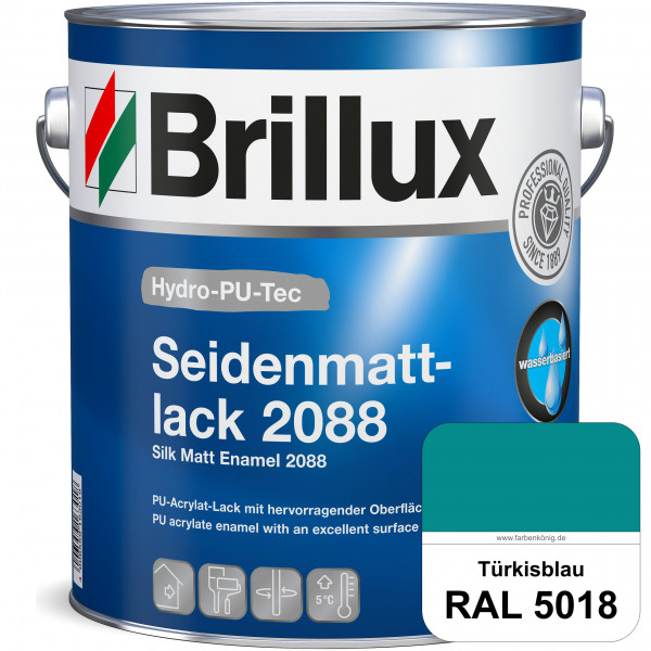 Hydro-PU-Tec Seidenmattlack 2088 (RAL 5018 Türkisblau) PU-Seidenmattlack (wasserbasiert) innen