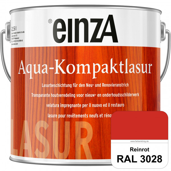 einzA Aqua-Kompaktlasur (RAL 3028 Reinrot) wasserverdünnbare & feuchtigkeitsregulierende Lasurbeschi