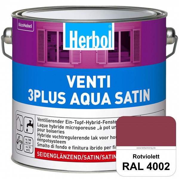 Venti 3Plus Aqua Satin (RAL 4002 Rotviolett) wasserbasierter & feuchtigkeitregulierender Ein-Topf-Fe