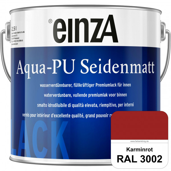 einzA Aqua-PU seidenmatt (RAL 3002 Karminrot) wasserverdünnbarer Premiumlack für innen