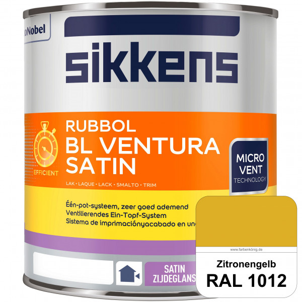 Rubbol BL Ventura Satin (RAL 1012 Zitronengelb) Seidenglanzlack (wasserbasiert) Fenster außen