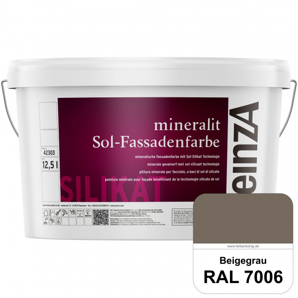 einzA mineralit Sol Fassadenfarbe (RAL 7006 Beigegrau) mineralische Fassadenfarbe mit Sol-Silikat Te