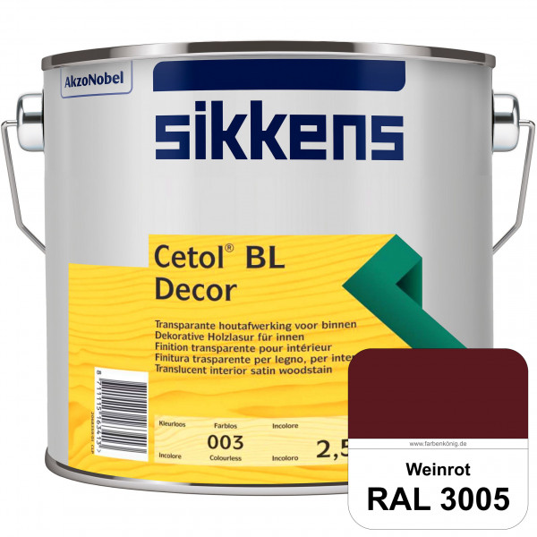 Cetol BL Decor (RAL 3005 Weinrot) wasserbasierte & seidenglänzende Dünnschichtlasur für innen