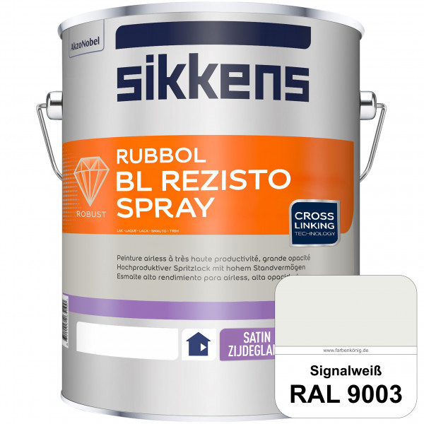 Rubbol BL Rezisto Spray (RAL 9003 Signalweiß) Hochwertiger, strapazierfähiger Airlesslack für (innen