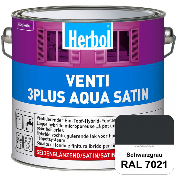 Venti 3Plus Aqua Satin (RAL 7021 Schwarzgrau) wasserbasierter & feuchtigkeitregulierender Ein-Topf-F