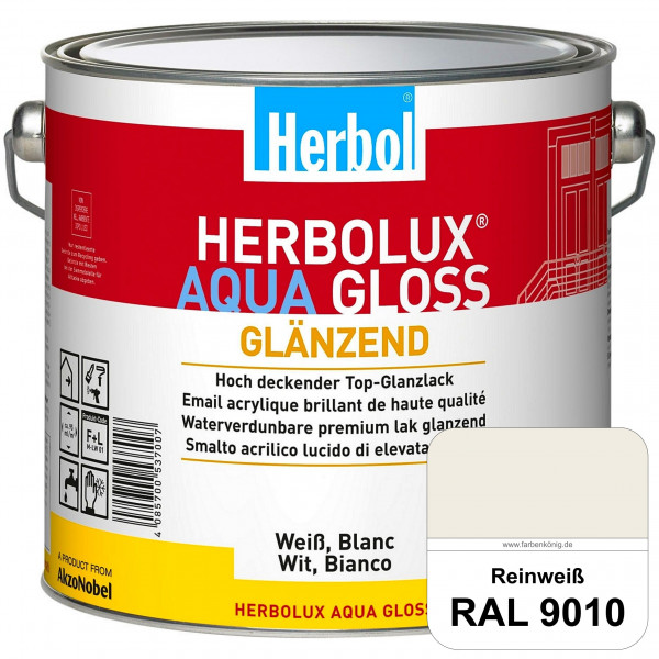 Herbolux Aqua Gloss (RAL 9010 Reinweiß) Wasserverdünnbarer Top-Glanzlack (Innen)