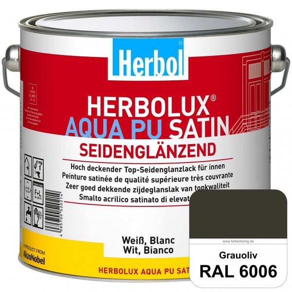 Herbolux Aqua PU Satin (RAL 6006 Grauoliv) Wasserverdünnbarer Top-PU-Seidenglanzlack (Innen)