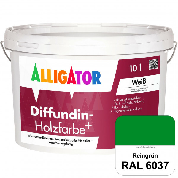 Diffundin-Holzfarbe+ (RAL 6037 Reingrün)