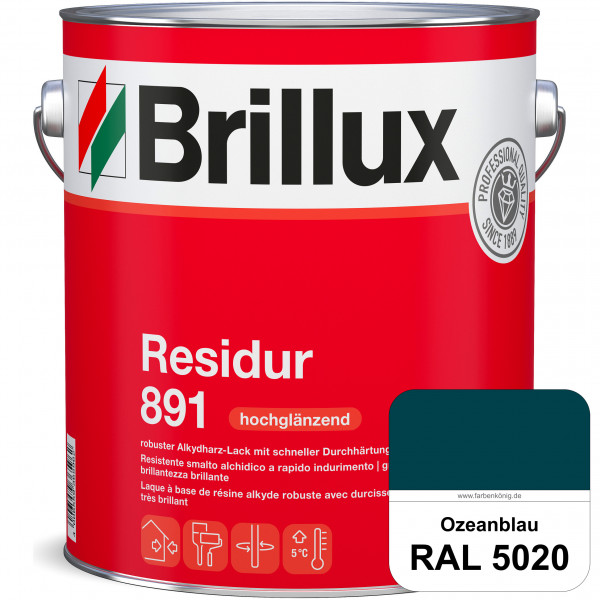 Residur 891 (RAL 5020 Ozeanblau) widerstandsfähige, schnell trocknender Lack für grundierte Metallba