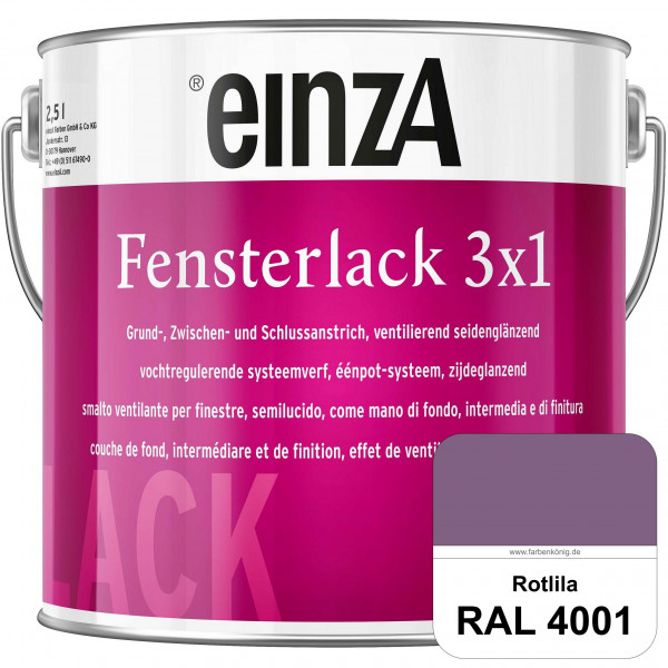 einzA Fensterlack 3 x 1 (RAL 4001 Rotlila) wetterbeständiger & seidenglänzender Fensterlack