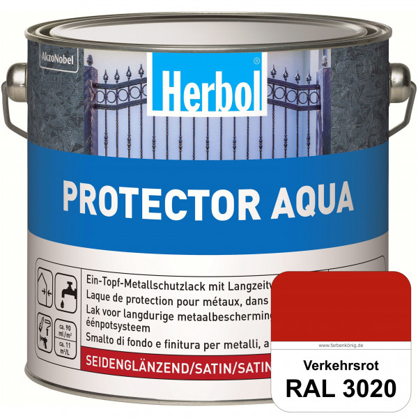 Protector Aqua (RAL 3020 Verkehrsrot) Lack für Eisen, Stahl und NE-Metalle (Innen&Außen)