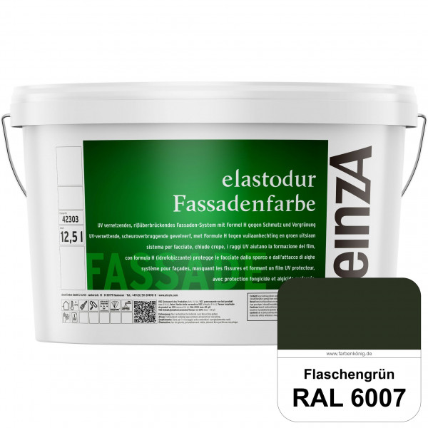 einzA elastodur Fassadenfarbe (RAL 6007 Flaschengrün) UV-vernetzendes & rissüberbrückendes Fassadenf