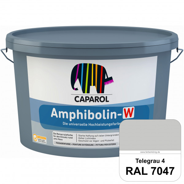 Amphibolin-W (RAL 7047 Telegrau 4) Seidenmatte Reinacrylat-Fassadenfarbe mit Pilz- & Algenschutz